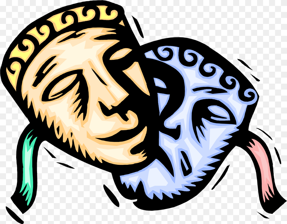 Greek Theater Masks Transparent Cartoons Greek Theatre Clip Art, Person, Clothing, Hat, Face Png Image