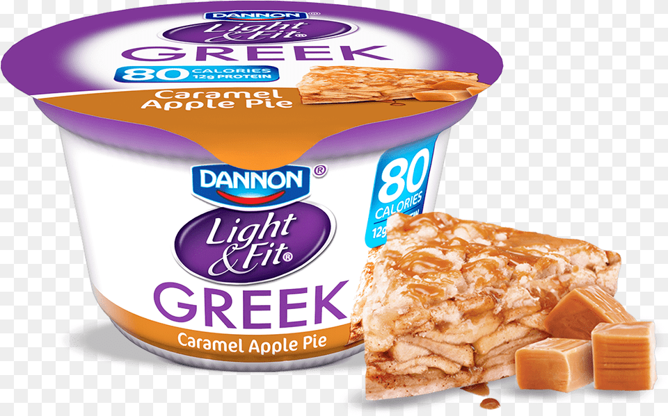 Greek Yogurt Caramel Apple Pie Dannon Light And Fit Greek Yogurt Salted Caramel, Cream, Dessert, Food, Ice Cream Png Image