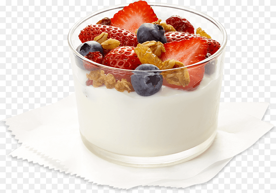 Greek Yogurt Parfait W Granolasrc Https Yogurt Parfait White Background, Food, Dessert, Cream, Cake Free Png Download