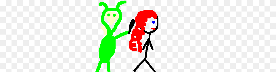 Green Alien Takes Curling Iron To Red Hair Drawing, Person, Animal Png