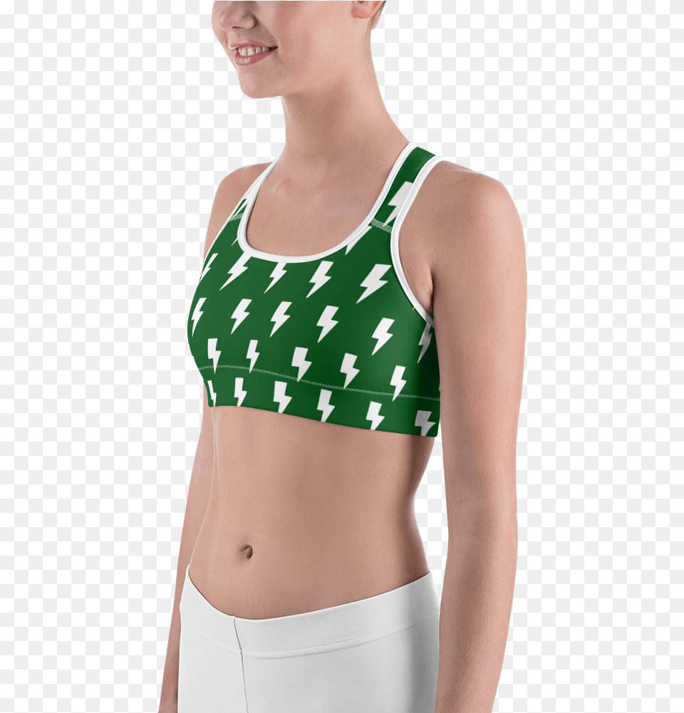 Green Amp White Lightning Bolts Sports Sports Bra, Lingerie, Clothing, Underwear, Swimwear Free Transparent Png