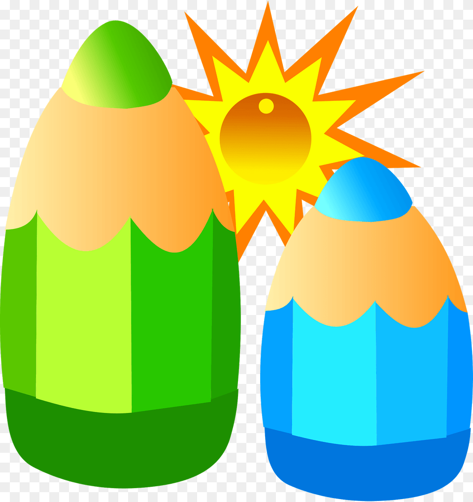 Green And Blue Pencils In The Sun Clipart, Food, Egg, Easter Egg Free Png Download