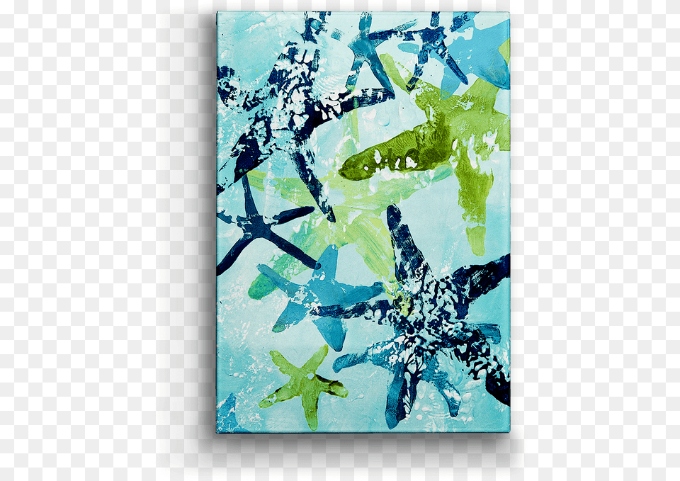 Green And Blue Sea Stars Box Art Starfish, Person, Painting, Adult, Female Png