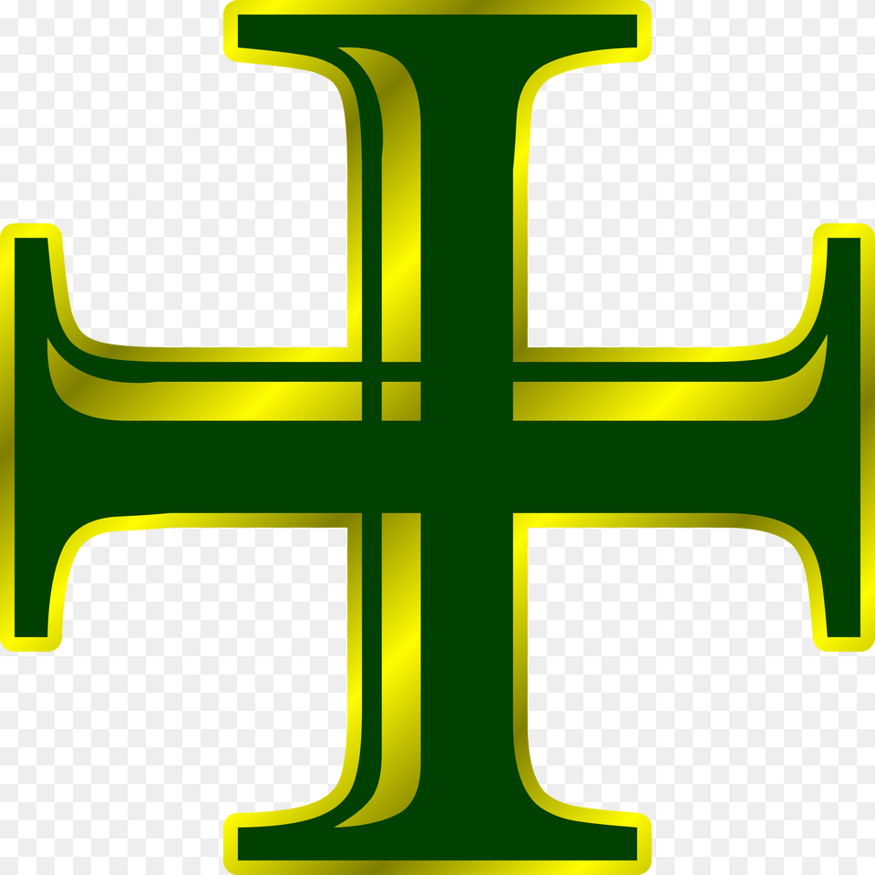 Green And Gold Cross Icons, Symbol Png Image