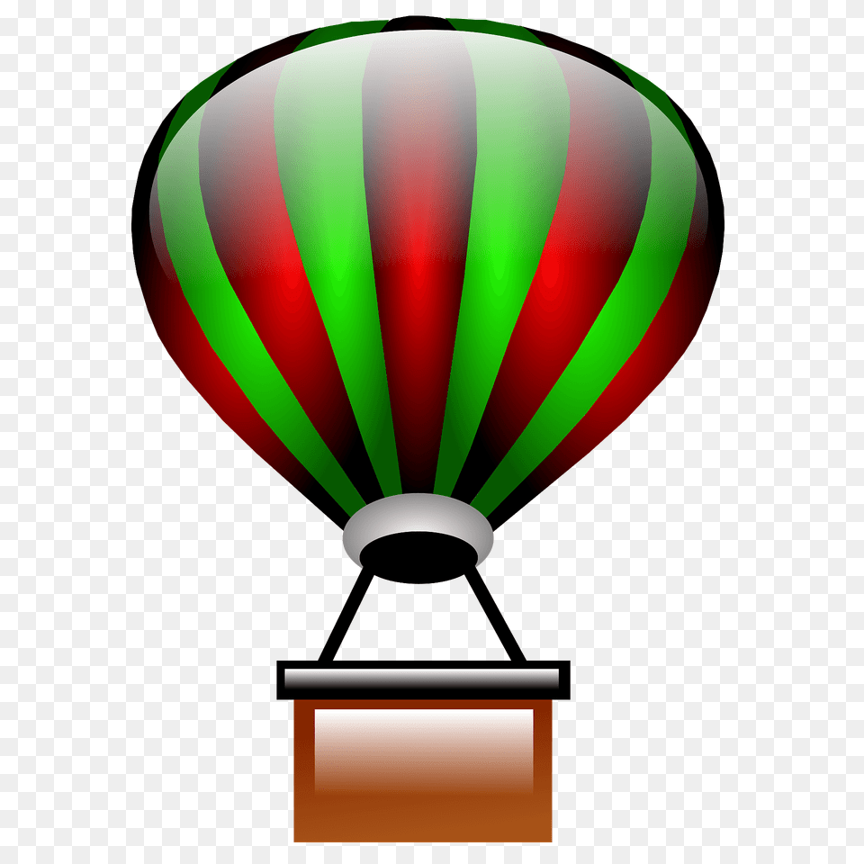 Green And Red Vertical Striped Hot Air Balloon Clipart, Aircraft, Hot Air Balloon, Transportation, Vehicle Png Image