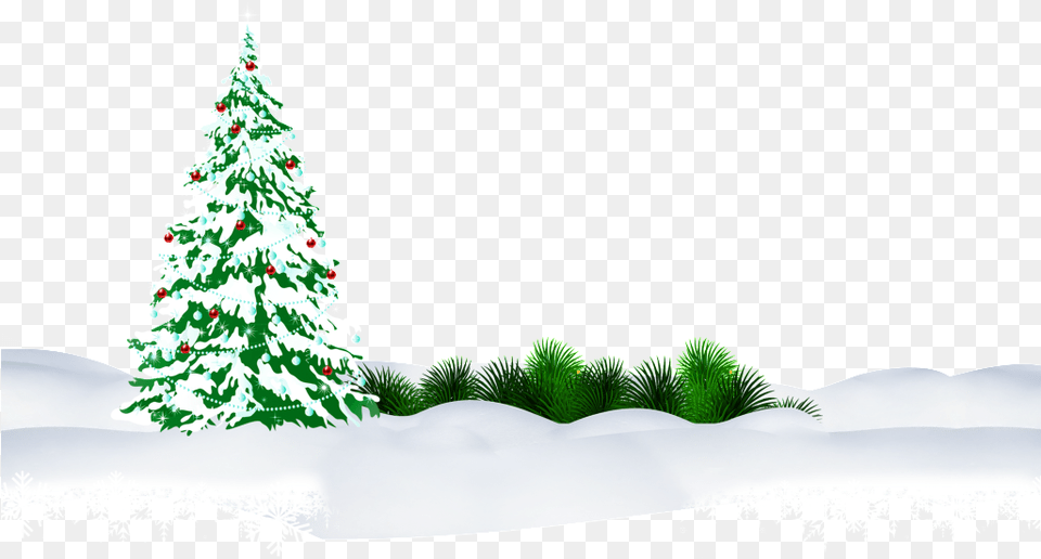 Green And Snowy Christmas Christmas Tree, Plant, Fir, Pine, Christmas Decorations Free Png Download