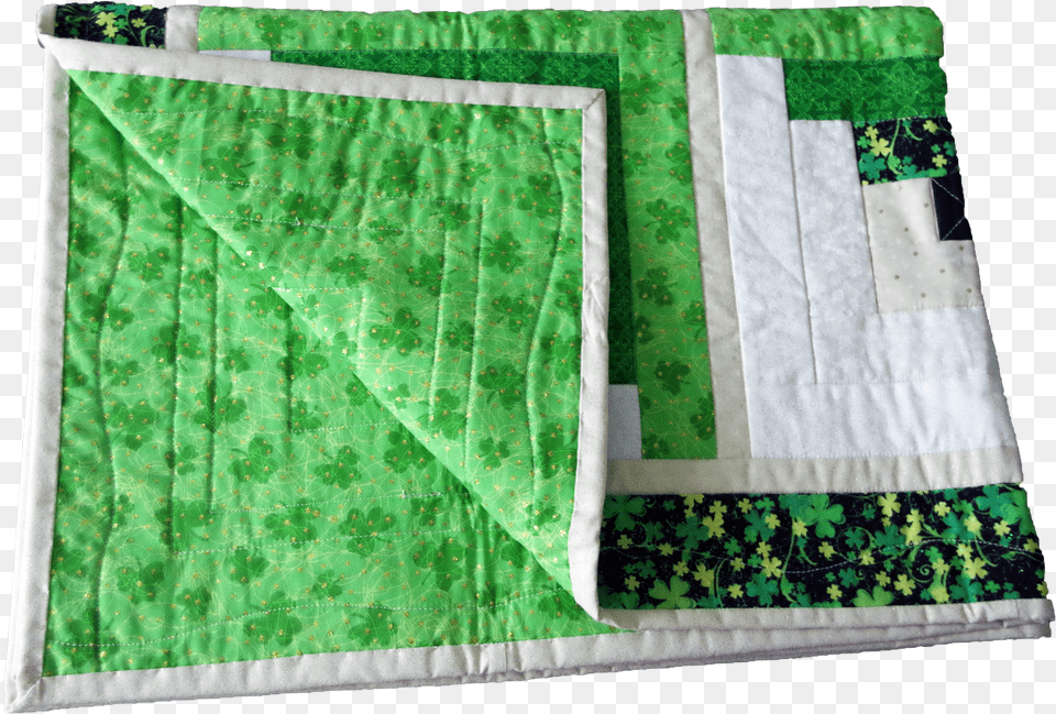 Green And White Shamrock Patterned Tablecloth Quilt Free Png Download