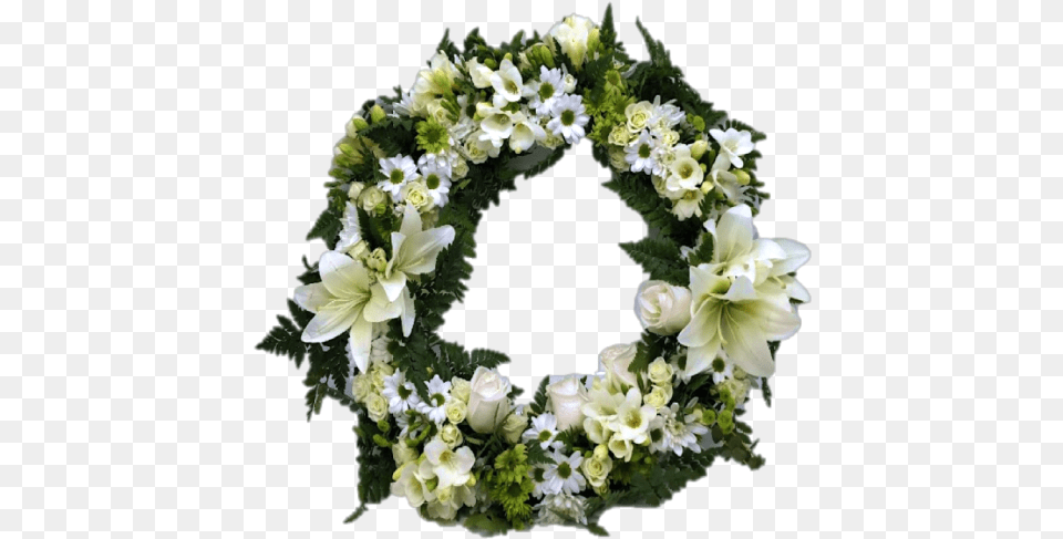 Green And White Wreath Green, Flower, Flower Arrangement, Plant Free Transparent Png