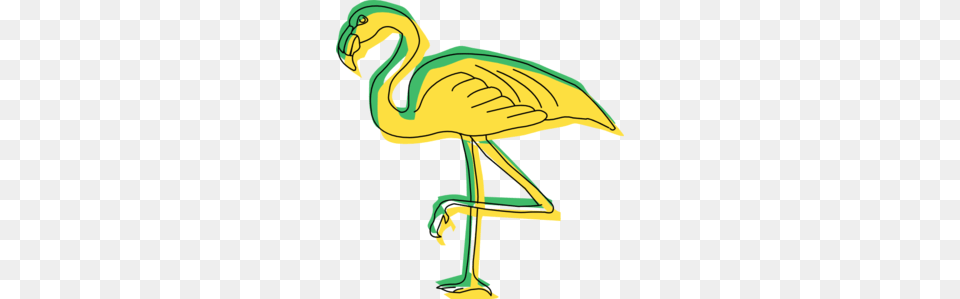 Green And Yellow Flamingo Art Clip Art, Animal, Bird, Person Free Png Download