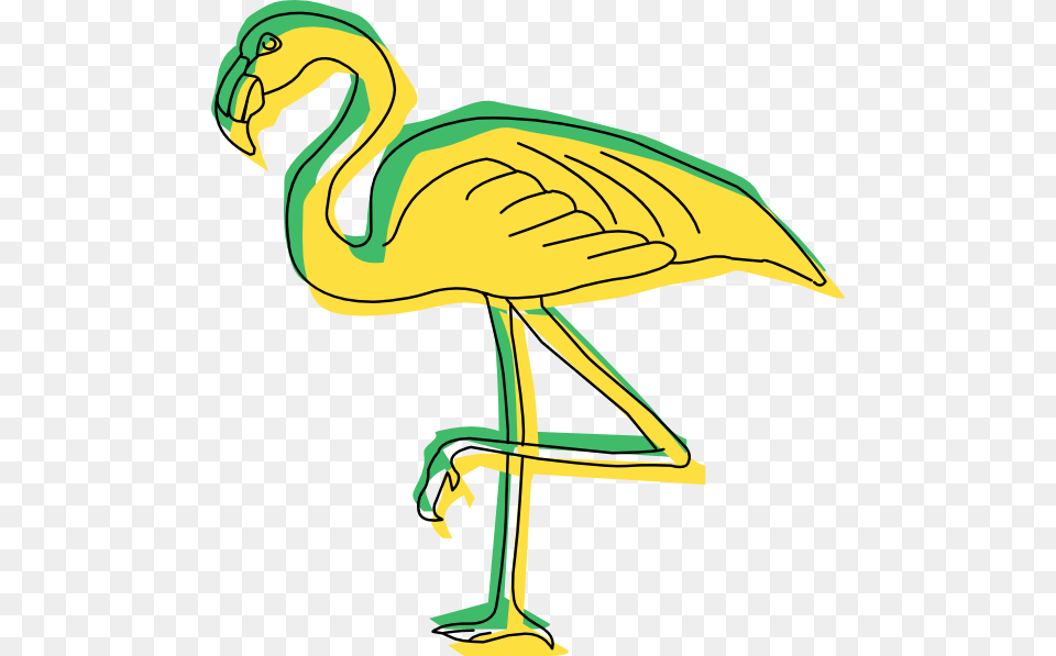 Green And Yellow Flamingo Art Clip Arts For Web, Animal, Bird, Baby, Person Free Png