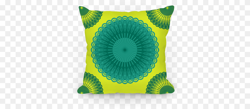 Green And Yellow Flower Mandala Pillows Decorative, Cushion, Home Decor, Pillow Free Png Download