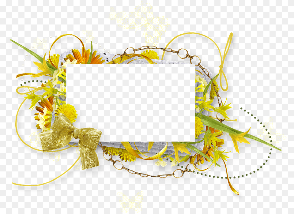 Green And Yellow Frame, Graphics, Art, Floral Design, Pattern Free Png Download