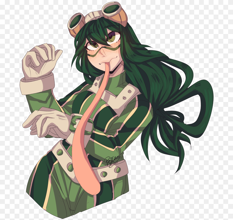 Green Anime Fictional Character Tsuyu Asui Transparent, Publication, Book, Comics, Adult Png