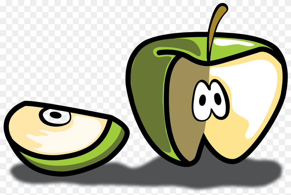 Green Apple With A Face Clipart, Food, Fruit, Plant, Produce Free Png Download