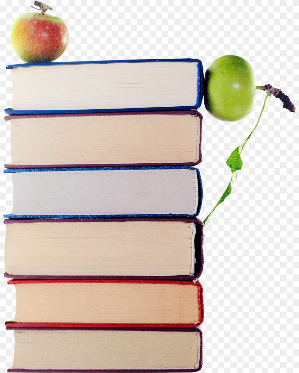 Green Apples In Stack Of Books Image Apple, Book, Food, Fruit, Plant Free Png