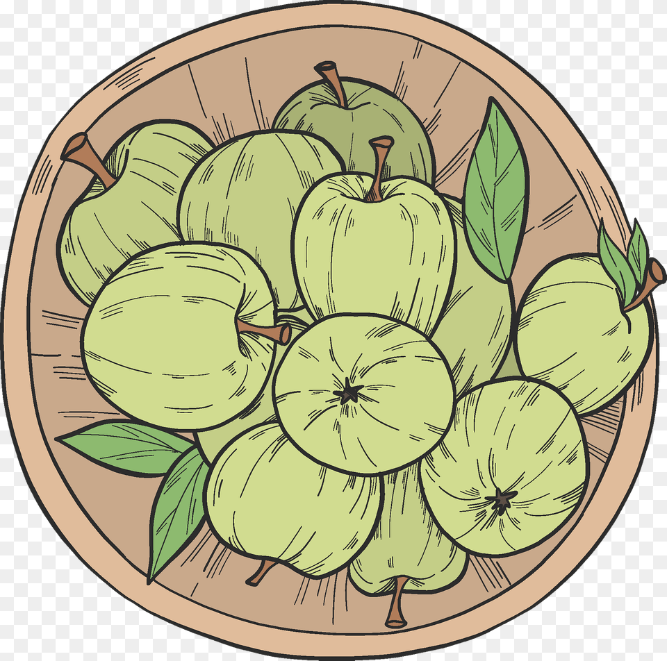 Green Apples On A Plate Clipart, Produce, Plant, Fruit, Food Free Png
