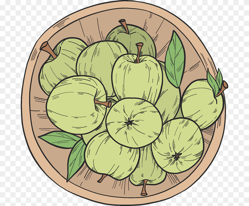 Green Apples On A Plate Clipart Gourd, Produce, Plant, Fruit, Food Png Image