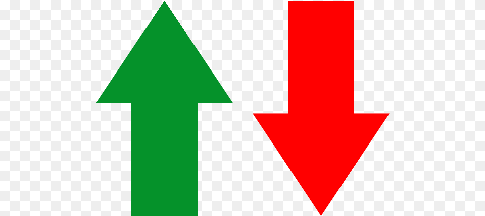 Green Arrow Pointing Up Next To A Red Arrow Pointing Green Red Arrow, Triangle Free Transparent Png