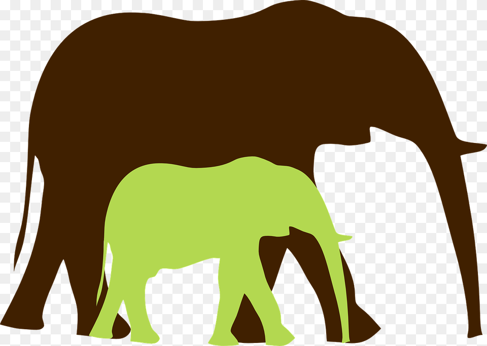 Green Baby Elephant And Mom 2 Clip Art At Clkercom, Animal, Mammal, Wildlife, Adult Free Png Download