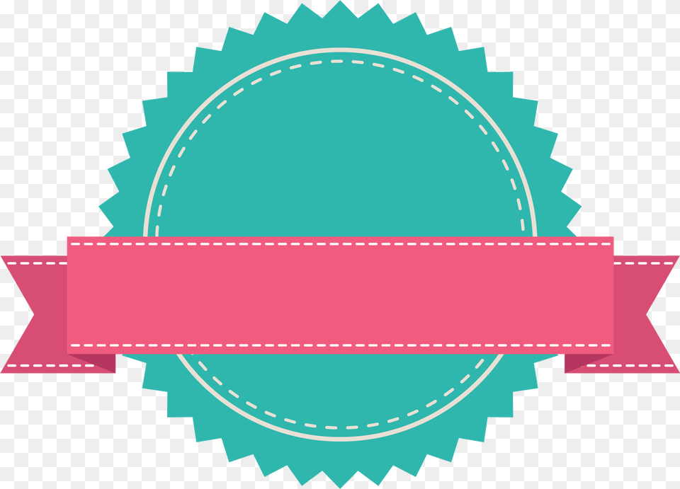 Green Badge With Pink Ribbon Banner Fold Wedge Ribbon Banner Vector, Logo Free Png