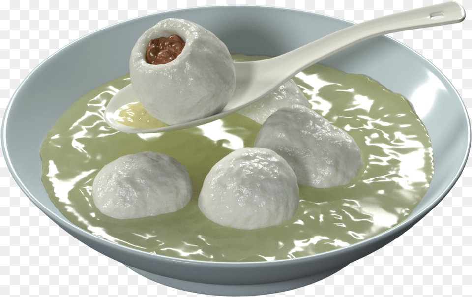 Green Ball Mochi, Cutlery, Food, Meal, Spoon Png Image