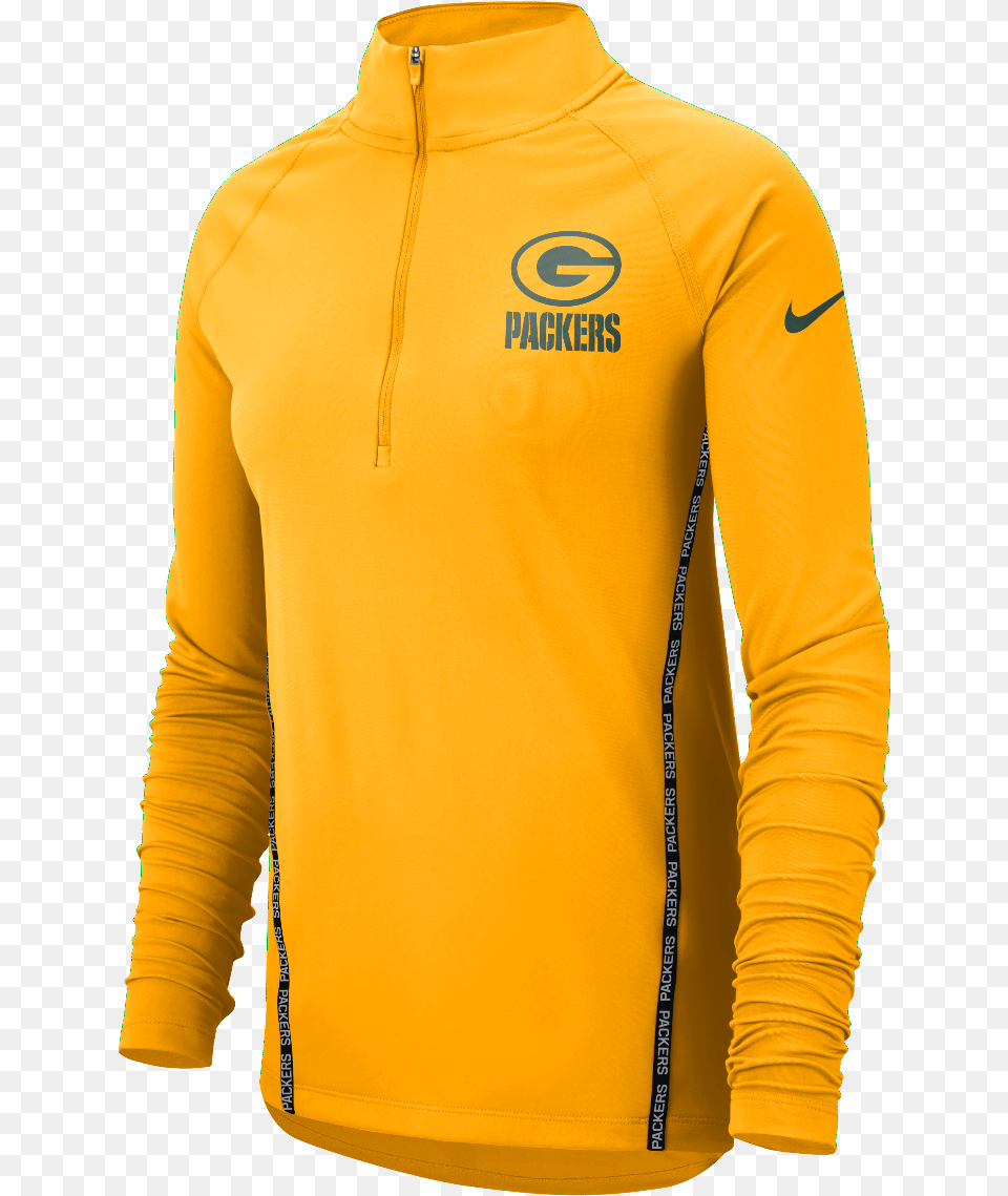 Green Bay Packers Ladies Gold Core 12 Zip Pullover Active Shirt, Clothing, Coat, Fleece, Long Sleeve Png Image