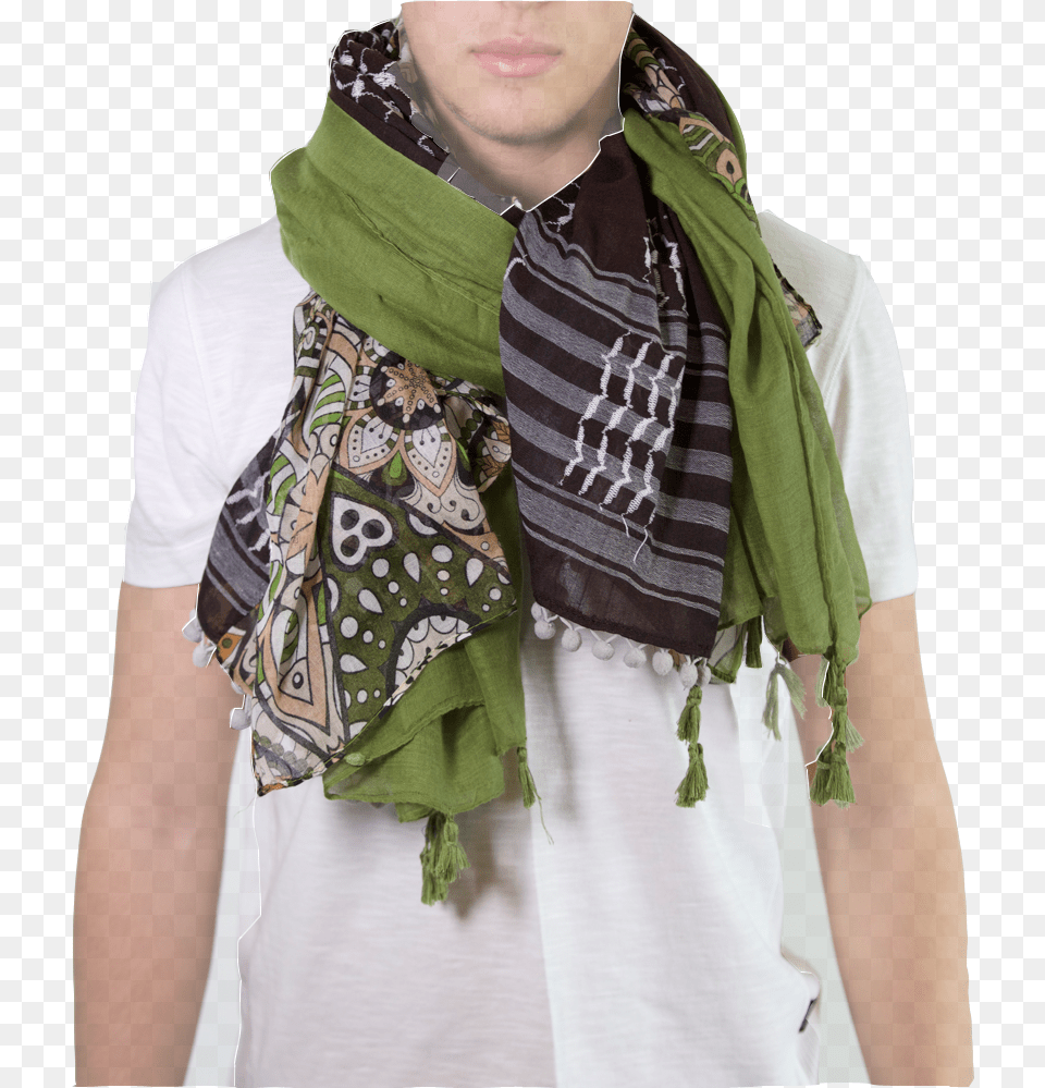 Green Black Keffiyeh Keffiyeh, Clothing, Scarf, Stole, Face Png