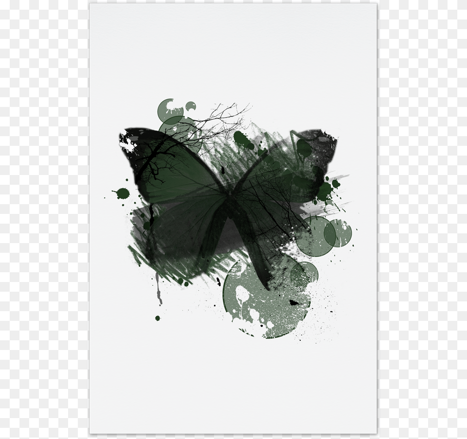 Green Butterfly Art Card Art, Plant, Silhouette, Graphics, Drawing Png Image