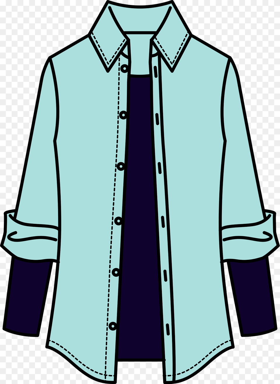 Green Buttondown Shirt Over A Blue Long Sleeve Shirt Clipart, Clothing, Coat, Long Sleeve, Dress Shirt Png Image