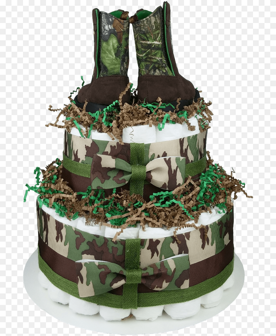 Green Camo Diaper Cake For Boys Birthday Cake, Birthday Cake, Cream, Dessert, Food Png Image