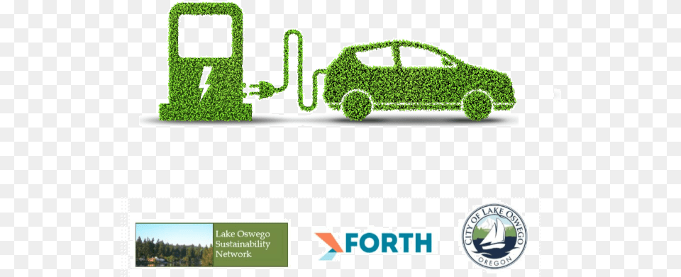 Green Car Electric Vehicle In Green Environment, Grass, Plant, Transportation, Fence Free Png