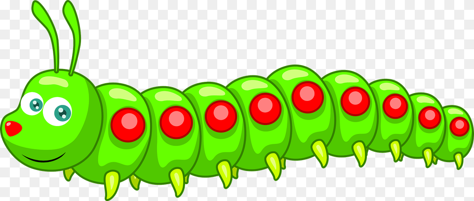 Green Caterpillar With Red Spots Clipart, Animal, Invertebrate, Worm Png