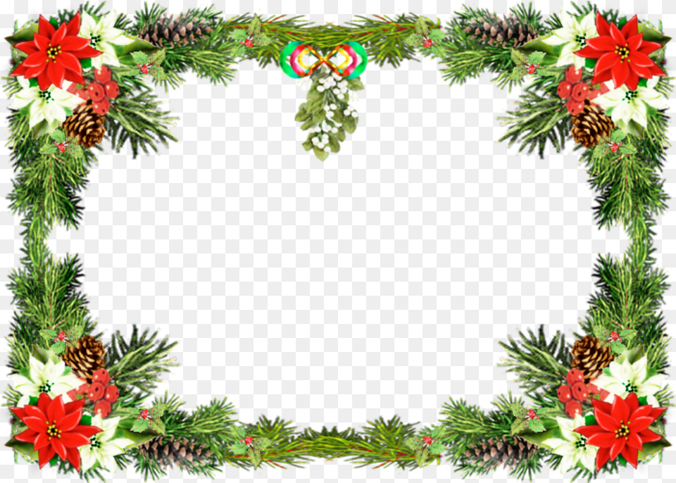 Green Christmas Border Christmas Card Background, Wreath, Tree, Plant, Produce Png Image