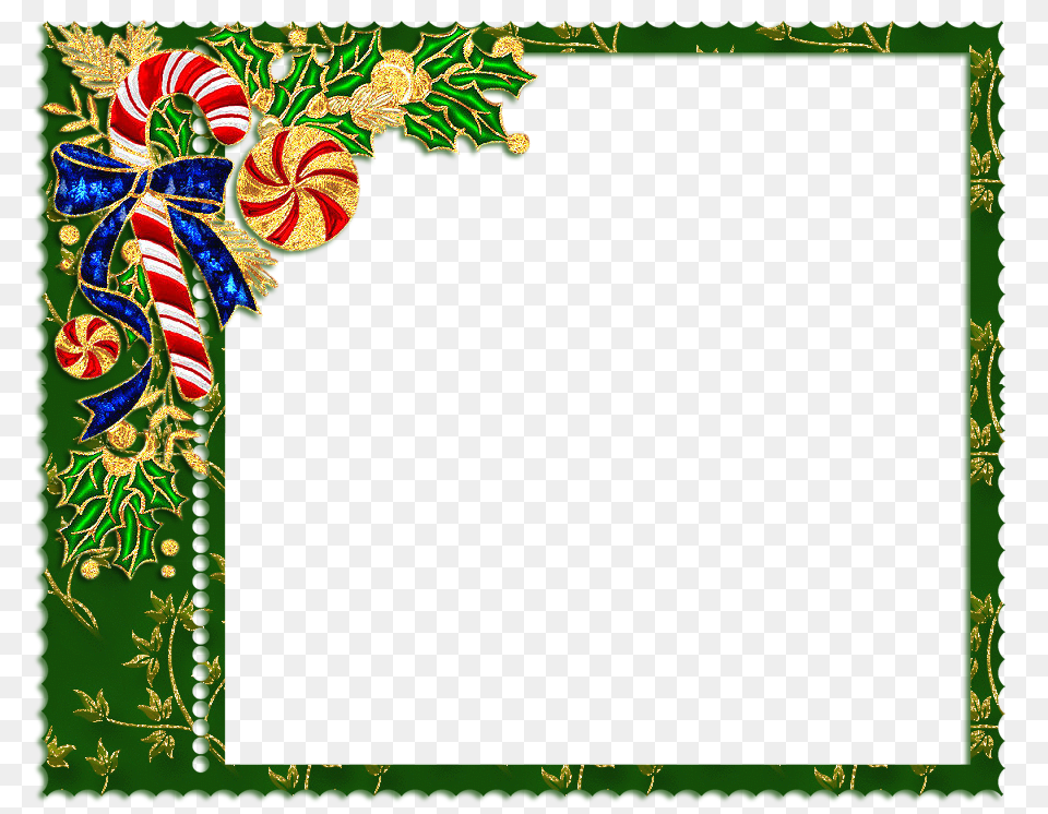 Green Christmas Frame With Candy Cane, Art, Envelope, Floral Design, Graphics Free Png Download