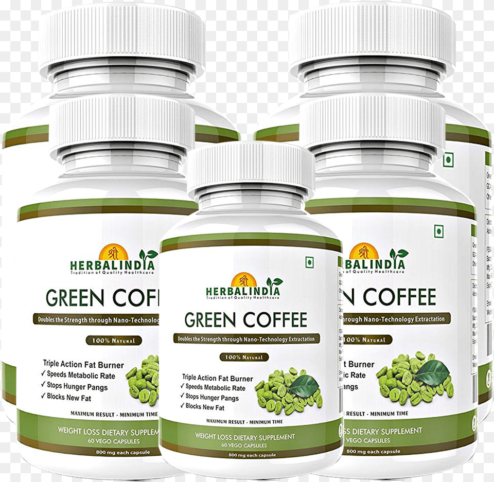 Green Coffee Bean Extract 5 Bottles Green Coffee Extract, Herbal, Herbs, Plant, Food Png Image