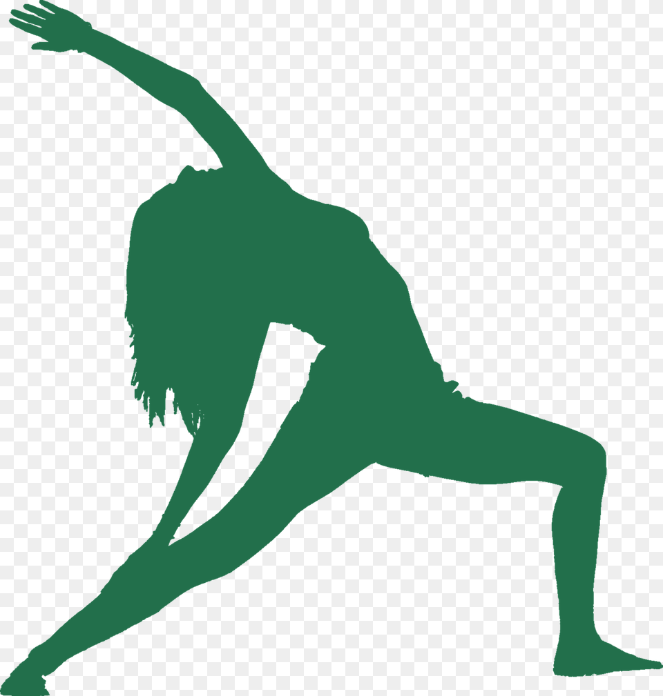 Green Colored Silhouette Women Performing Reverse Warrior Yoga Logo, Fitness, Person, Sport, Warrior Yoga Pose Png