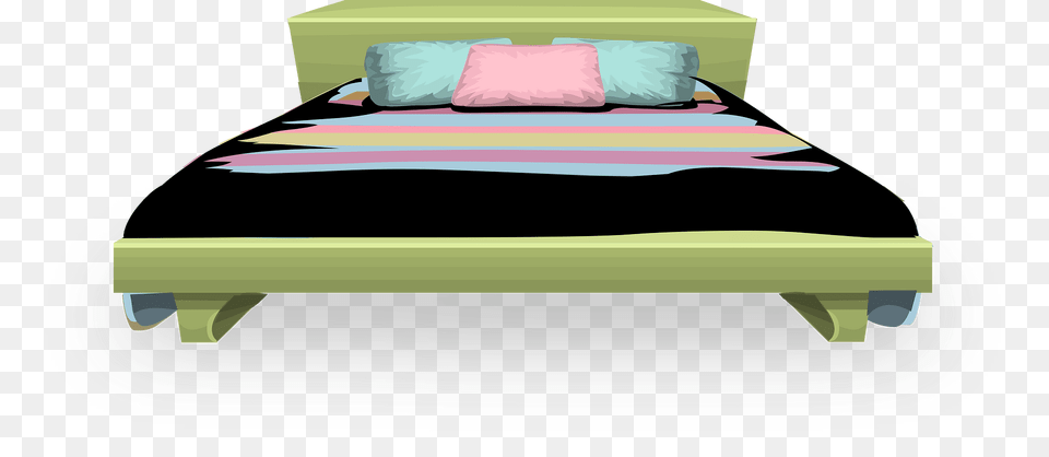 Green Colorful Striped Bed Clipart, Furniture, Car, Transportation, Vehicle Free Png Download