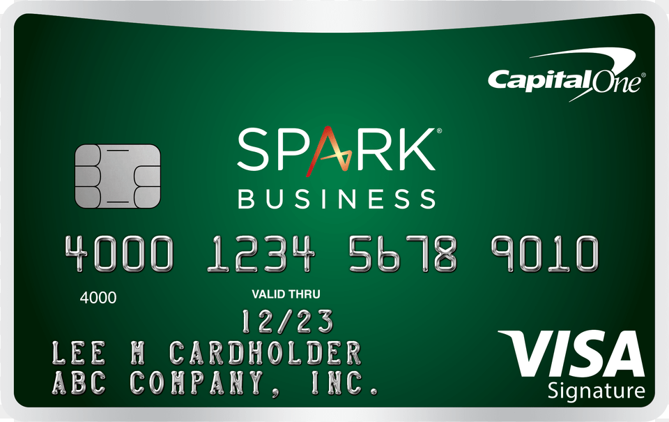 Green Credit Card With Capital One Markings Capital One Spark, Text, Credit Card Free Png
