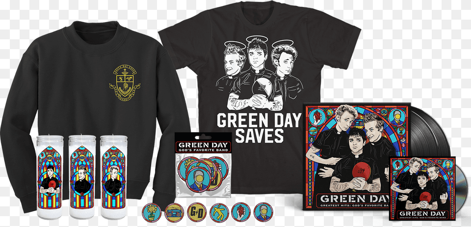 Green Day God39s Favorite Band Vinyl, T-shirt, Clothing, Person, Adult Free Png