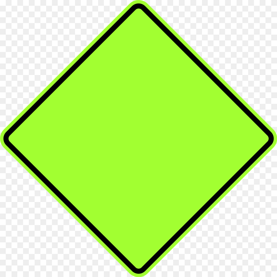 Green Diamond Road Sign, Symbol, Road Sign, Blackboard Free Png