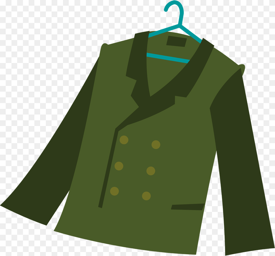 Green Double Breasted Jacket On A Clothes Hanger Clipart, Blazer, Clothing, Coat, Vest Free Png Download