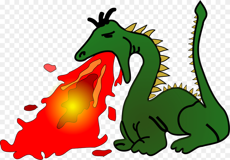 Green Dragon Breathing Fire Clipart, Outdoors, Nature Free Transparent Png