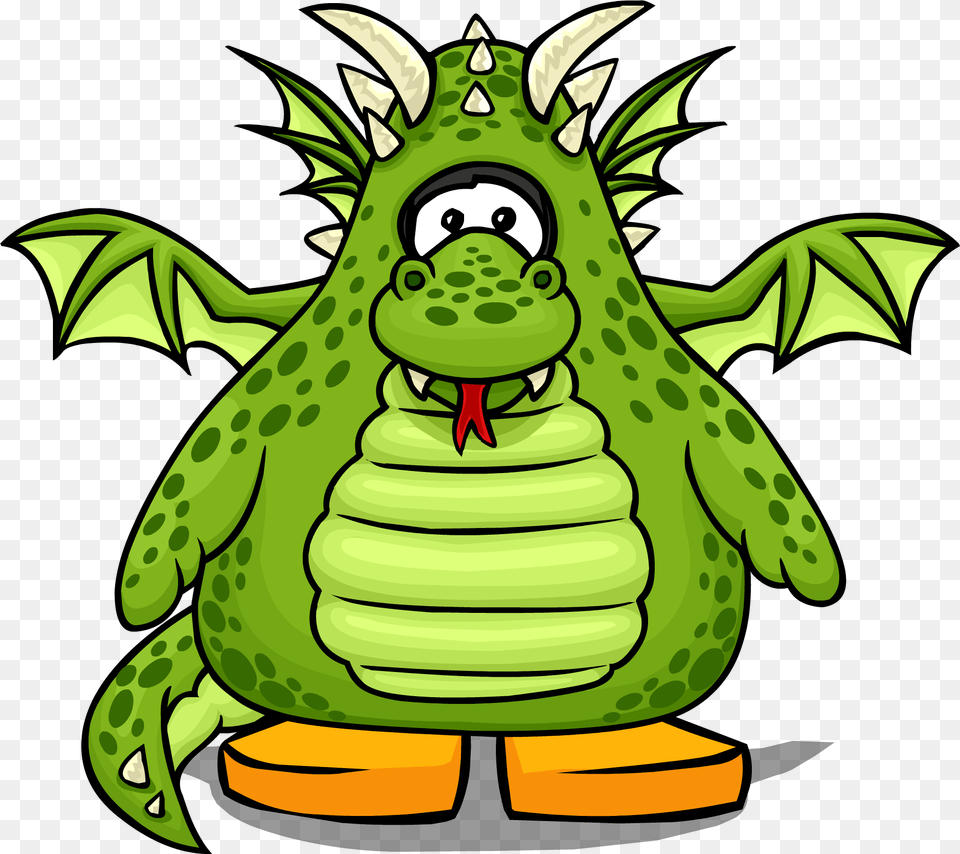 Green Dragon Costume From A Player Card Club Penguin Green Dragon Costume, Bulldozer, Machine Png