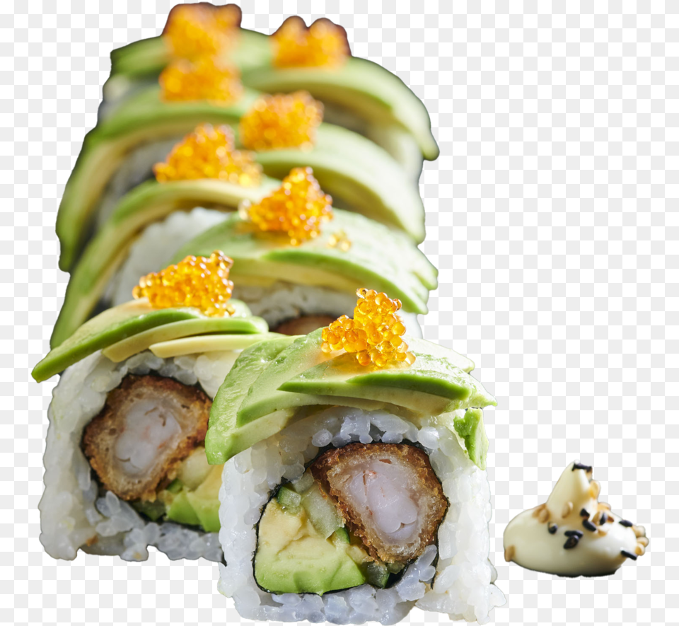 Green Dragon Roll Portrait California Roll, Dish, Food, Meal, Burger Png Image