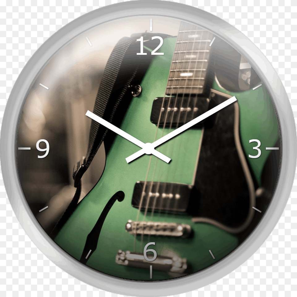 Green Electric Guitar With Blurry Background Guitar, Clock, Musical Instrument Free Png