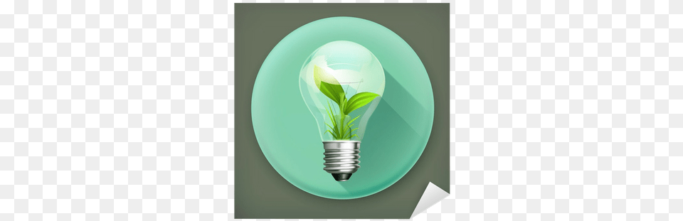Green Energy Long Shadow Vector Icon Sticker U2022 Pixers We Live To Change Incandescent Light Bulb, Lightbulb, Plate Png