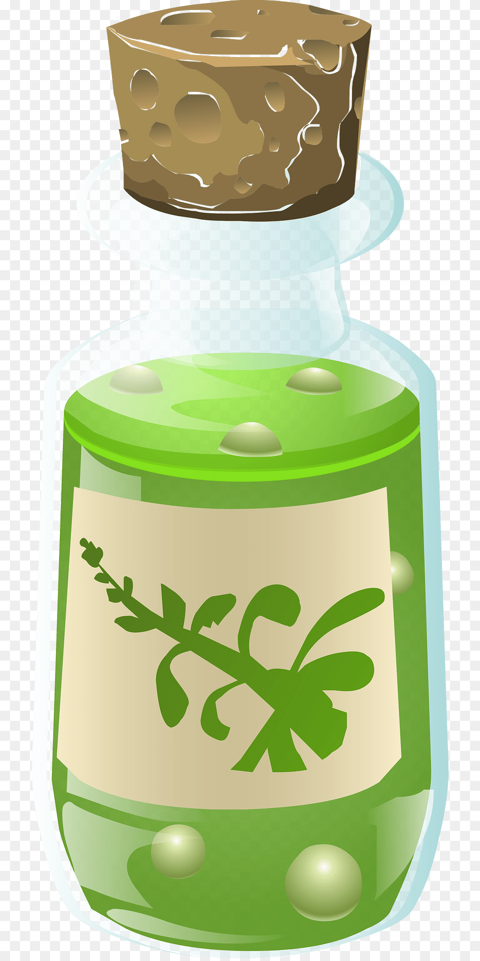 Green Essence Corked Bottle Clipart, Herbal, Herbs, Jar, Plant Png