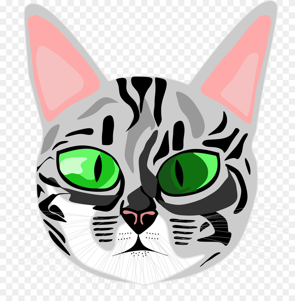 Green Eyed Cat Face Clipart, Animal, Mammal, Pet, Egyptian Cat Png