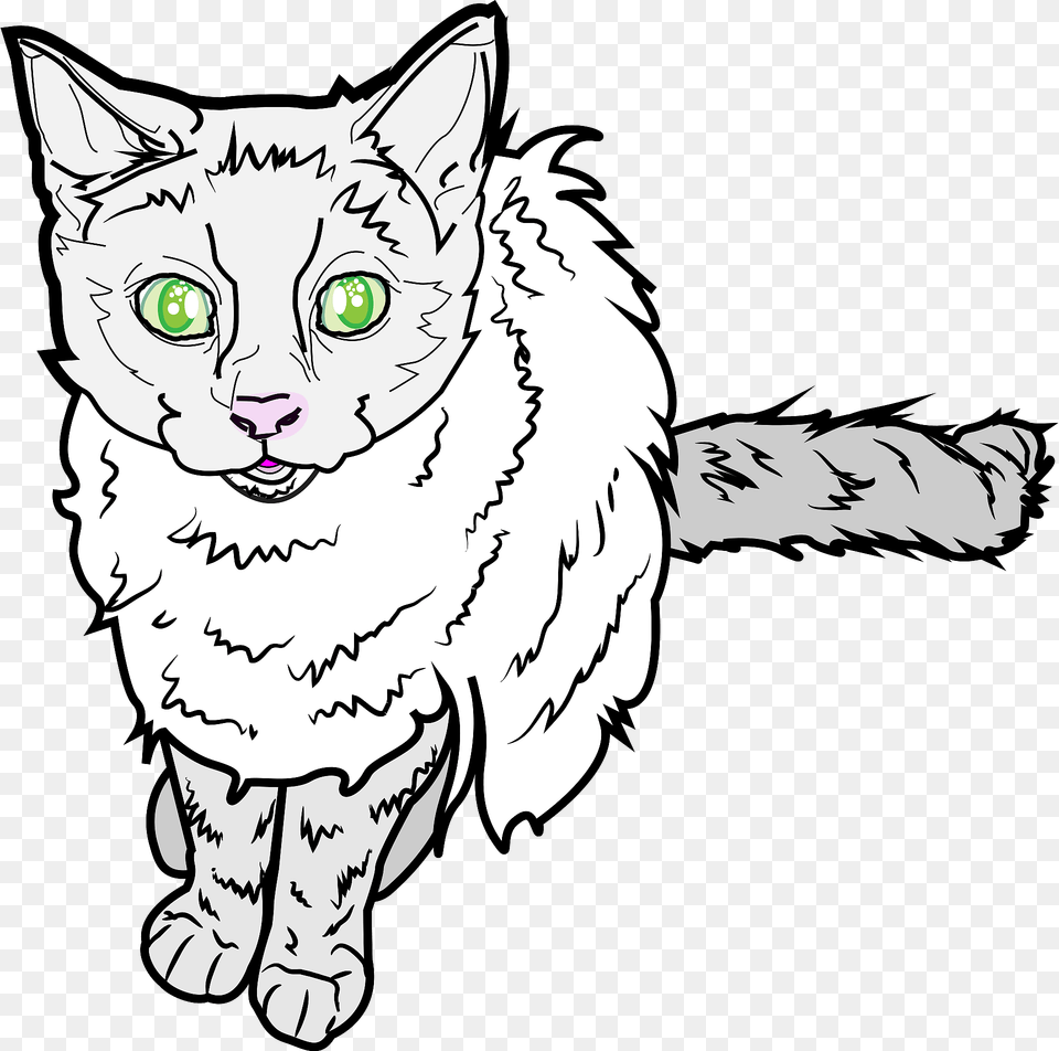 Green Eyed Kitten Line Art Clipart, Drawing, Animal, Cat, Mammal Free Png Download