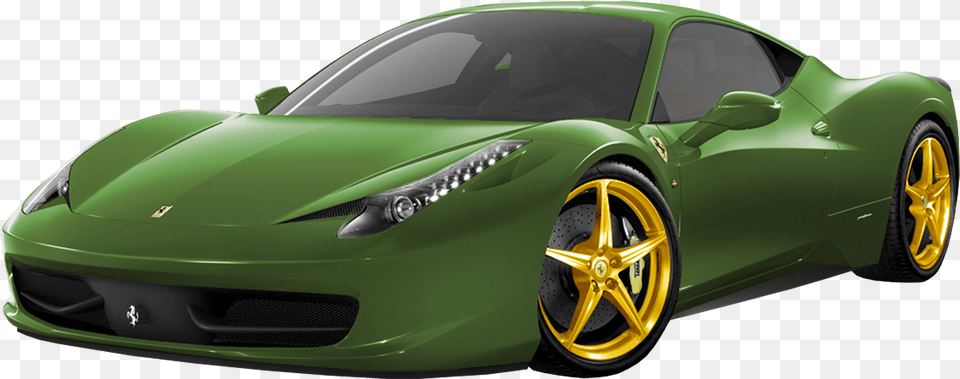 Green Ferrari Car Image Ferrari 458 Italia Red, Wheel, Vehicle, Transportation, Tire Free Transparent Png